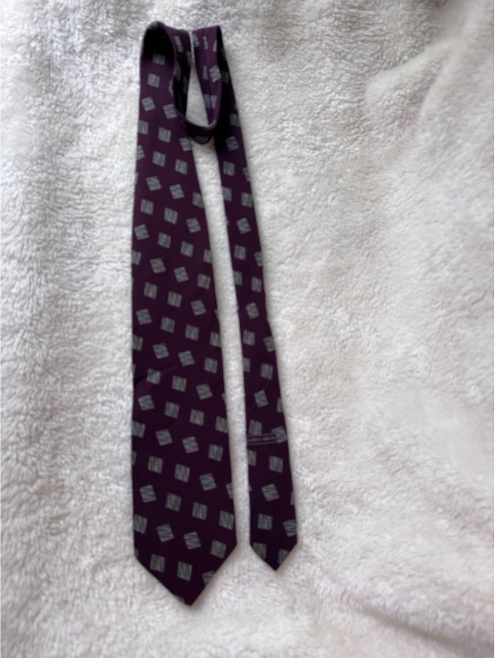 Vintage Giorgio Armani Cravatte Silk Tie Burgundy Geometric Made in Italy